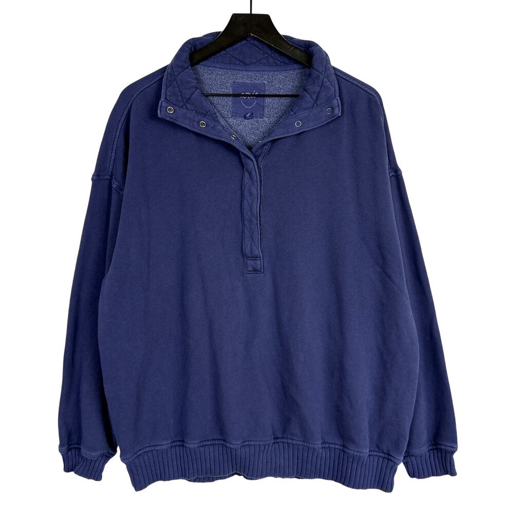 Aerie Oh Snap Sweatshirt Oversized Fleece Navy Blue - S